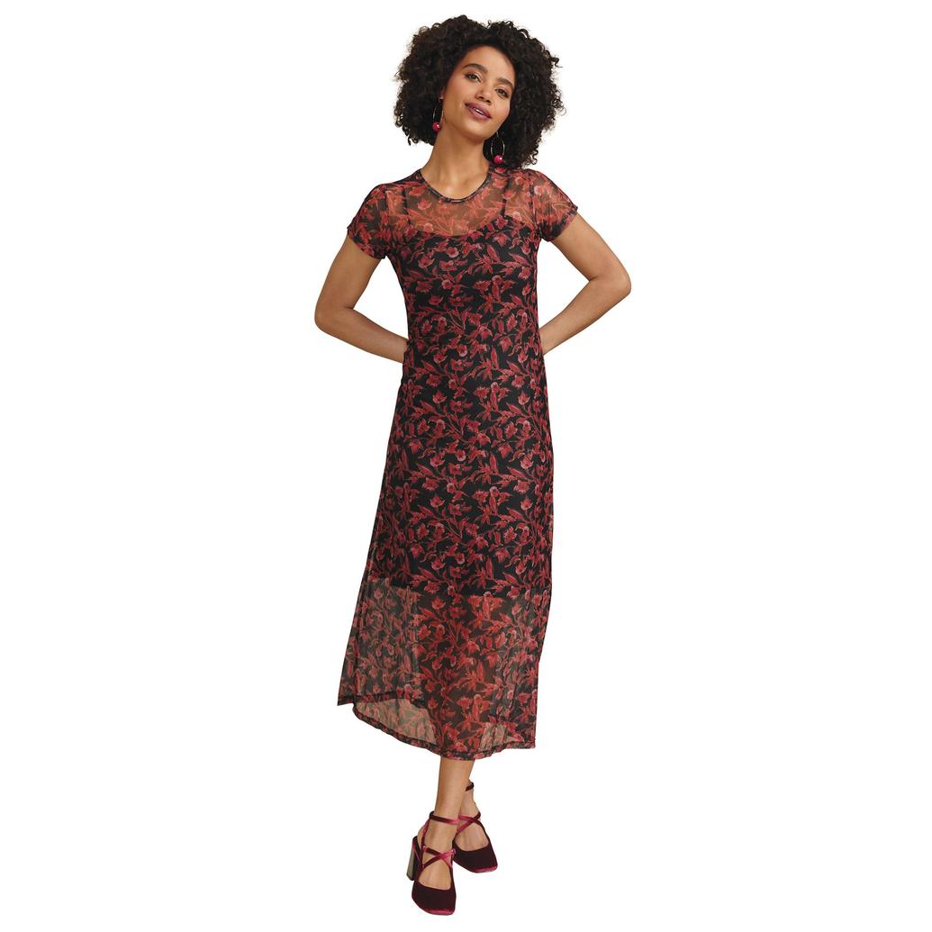 Masseys Mesh Short-Sleeved Dress L Women's Black Masseys Mesh Short-Sleeved Dress L Women's Black